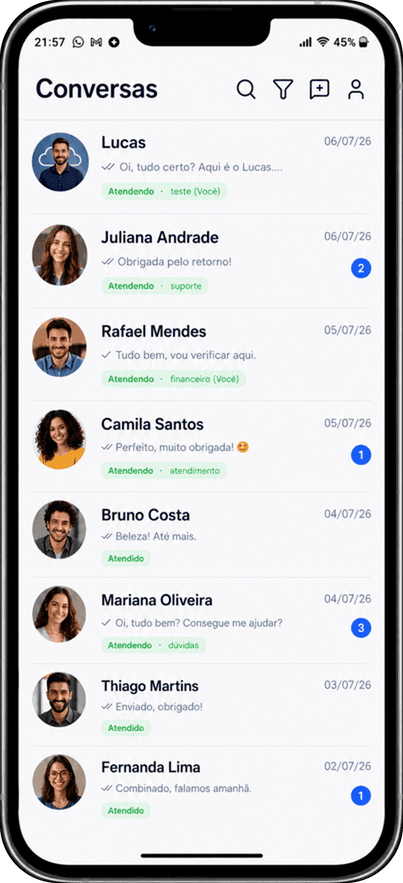 Lista de conversas do WhatsApp no iPhone